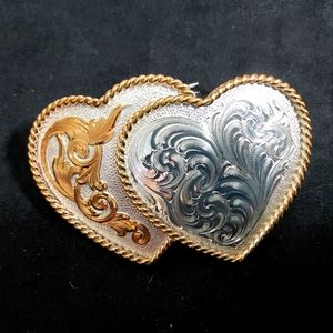 Double heart vtg Buckle by Montana Silversmith